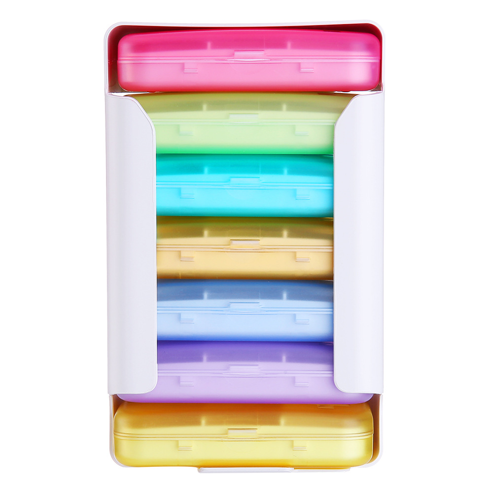Travel Portable Six-Compartment Pill Organizer, Seven-Day Travel Pill Box
