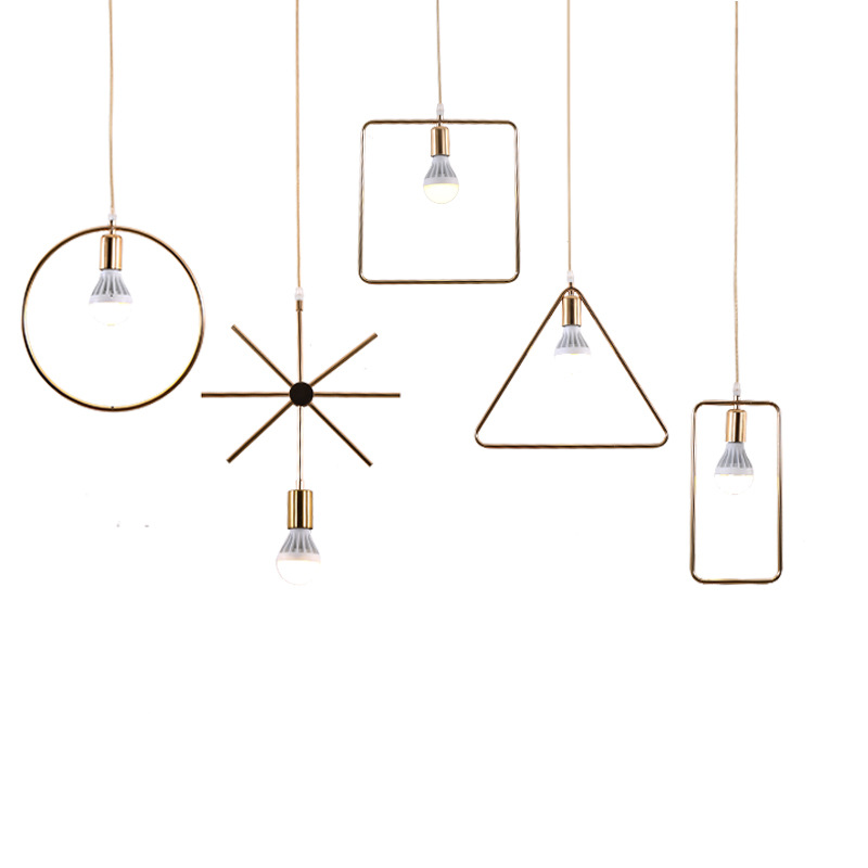 Nordic de oro de una sola cabeza pequeña lámpara de araña creativa personalizada comedor simple moderno hierro geométrico balcón lámpara de pasillo