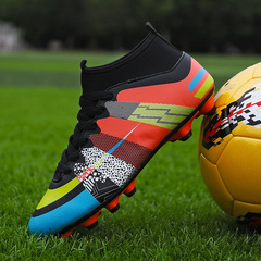 1703 Football Shoes AG Children Adult Youth High-Top Flyknit Slip-On with Long Rubber Cleats FG Training Shoes