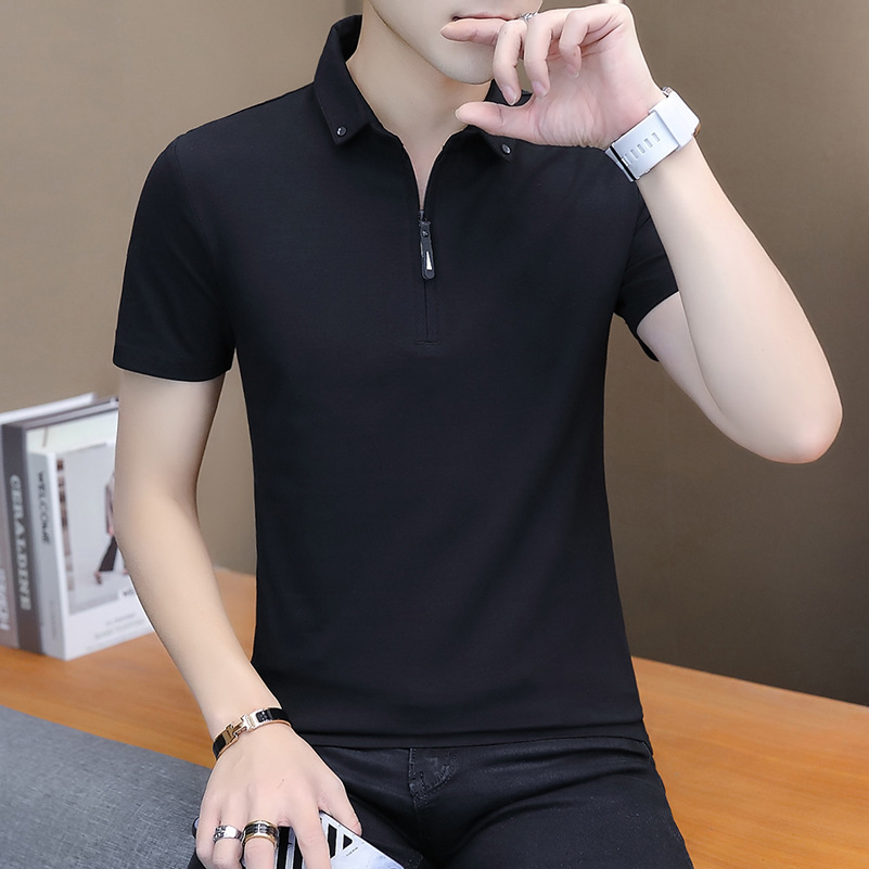 Camisa de polo de los hombres 2022 verano nueva camiseta de manga corta bordada camiseta de media manga de algodón de color sólido delgado de la moda de los hombres