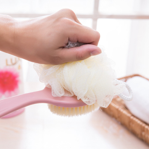 Promotional long-handled soft-bristled back rub brush for bathing, back rub mud brush, double-sided bath ball bath brush, bath brush
