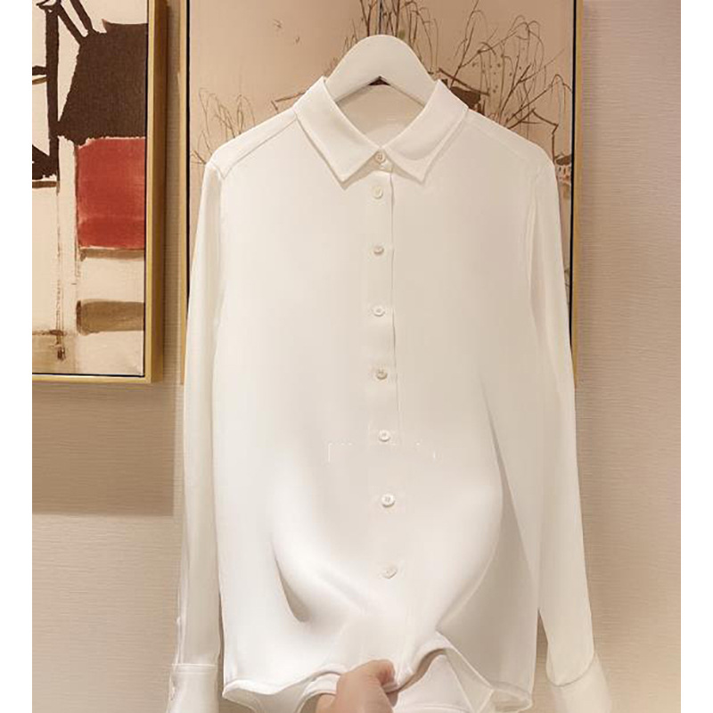 Spot manufacturers wholesale spring and autumn shirt thickened 40 mmi silk shirt women's white commuter mulberry silk shirt women