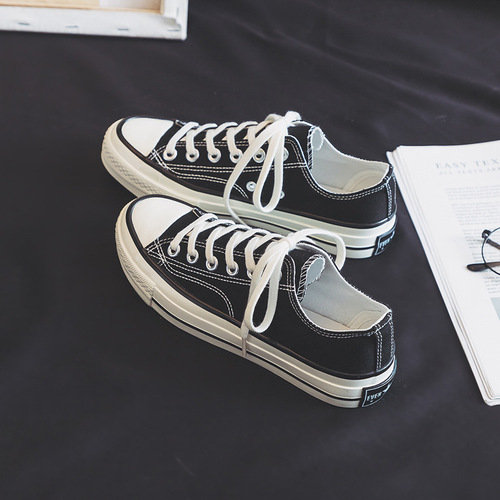 Versatile new style white canvas shoes for women  spring and summer students Korean version ulzzang sneakers Hong Kong style Ruian shoes