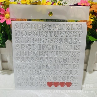 New white stickers digital stickers Red love three-dimensional bubble stickers English stickers children gift stickers