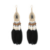 Earrings, ethnic long accessory with tassels, boho style, ethnic style, wholesale