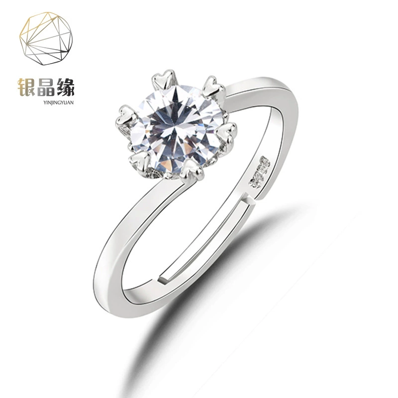 Copper ring with zircon, fashionable accessory, bright catchy style