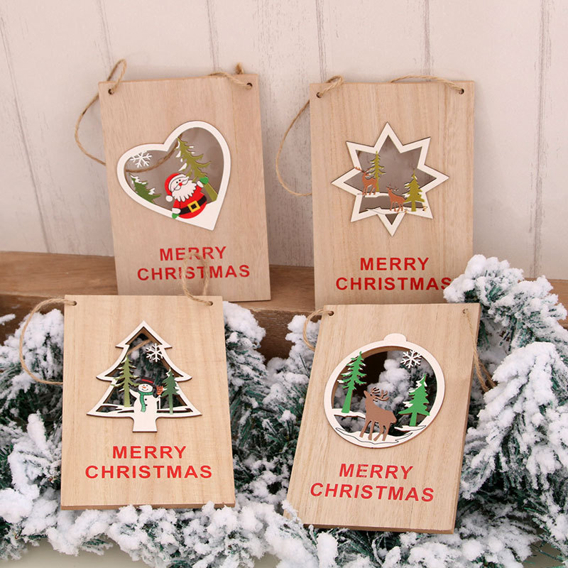 Navidad puerta de madera colgando centro comercial tienda de Navidad Tarjeta de Bienvenida de Navidad suministros de decoración de Navidad