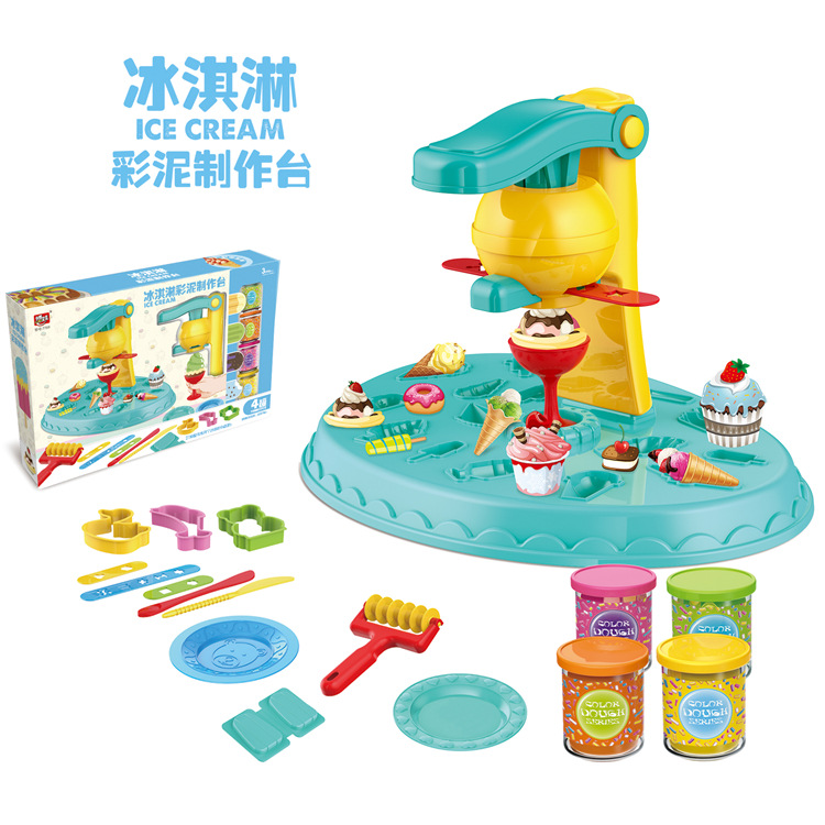 Los niños creativos hechos a mano DIY plastilina arcilla máquina de helados de arcilla de color herramientas juego casa Juguetes