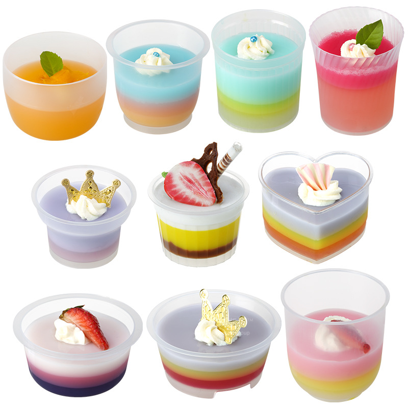 Hornear pudín taza desechable PP taza de plástico espesado caramelo translúcido vaso de precipitados para horno con tapa de suministro directo de fábrica