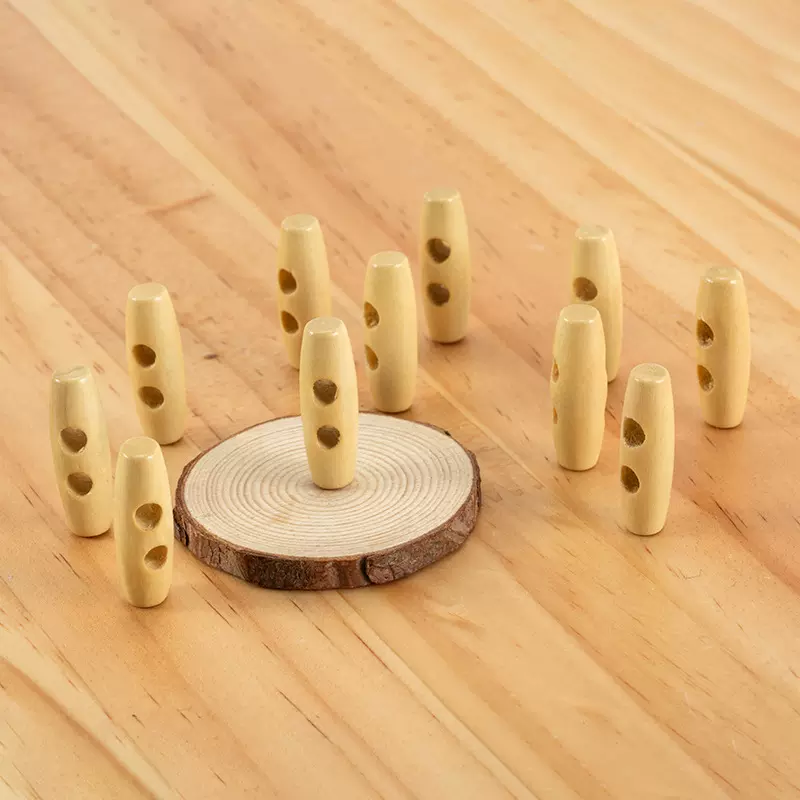 3cm4cm橄榄形木质纽扣 单孔两孔木头扣 箱包服装装饰童装牛角扣子