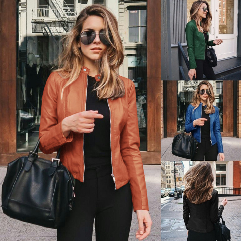 Spot Ebay Amazon Popular Wish New Product Hot Selling Autumn and Winter Women's Fashion Leather Pu Suit Small Jacket Spot Ebay Amazon Popular Wish New Product Hot Selling Autumn and Winter Women's Fashion Leather Pu Suit Small Jacket