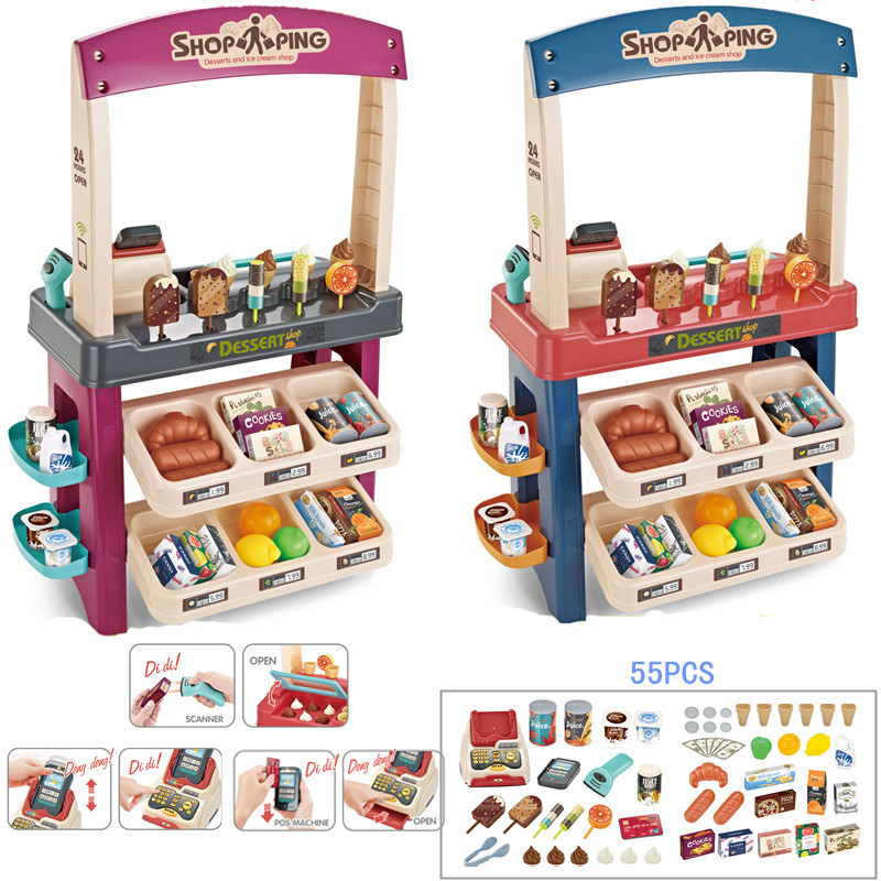 Cruzar la frontera de compras de helado de supermercado combinación traje de niños jugar a la casa de simulación postre dulces supermercado Juguetes