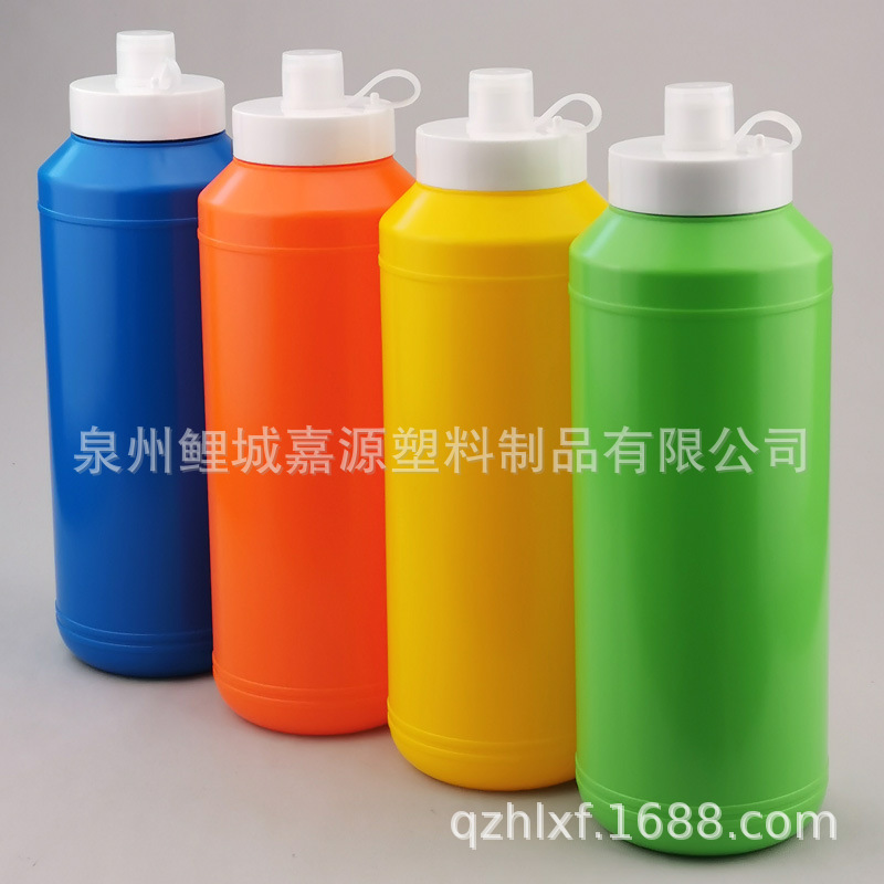 厂家直销户外健身1L大容量饮水壶 挤压式塑料水壶 颜色可选