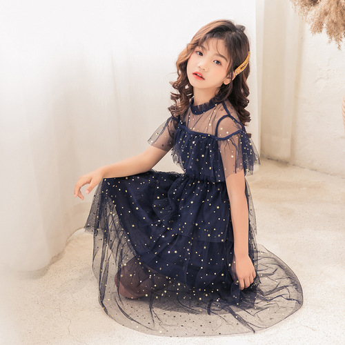 Baby Girl Summer Cake Dress Cross-border Girl Skirts Big Kid Princess Dress Starry Ultra Fairy Net Gown