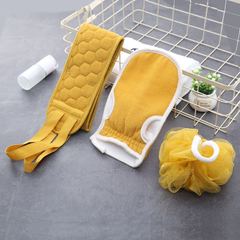 Bath flower pull back strip bath towel set strong mud rub gloves bath double-sided back rub bath towel three-piece set wholesale