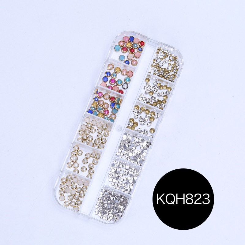 Joyería de uñas conjunto completo arco especial en forma de diamante mezclado perla mágica melocotón corazón lentejuelas uñas joyería de uñas