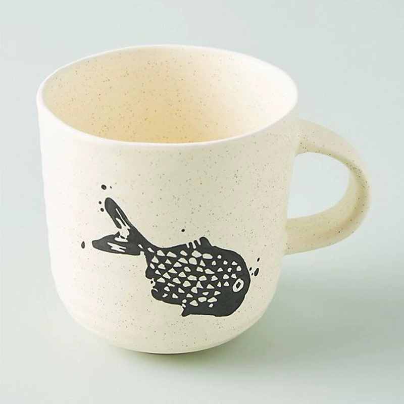 Capacious ceramic coffee tea cup, hand painting
