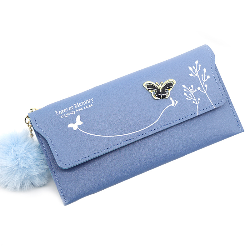 Elegante ocasional de las nuevas mujeres larga cartera mariposa flor simple cambio certificado tarjeta bancaria Cartera Embrague