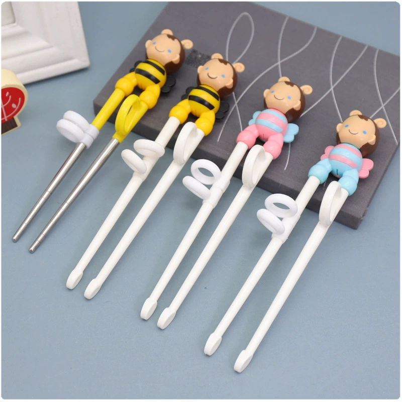 Plastic chopsticks stainless steel for training for early age, 2-10 years, 13 colors