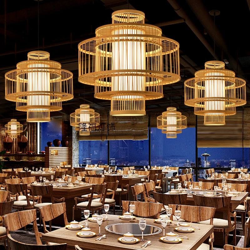 Woven ceiling lamp for living room, garden lights for hotel, flashlight, Chinese style
