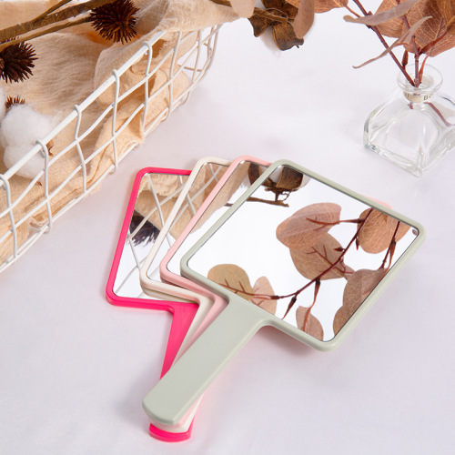 Mirror Manufacturer Beauty Mirror Printed LOGO Handheld Cosmetic Mirror Portable Handle Mirror Creative Square Cosmetic Mirror Wholesale