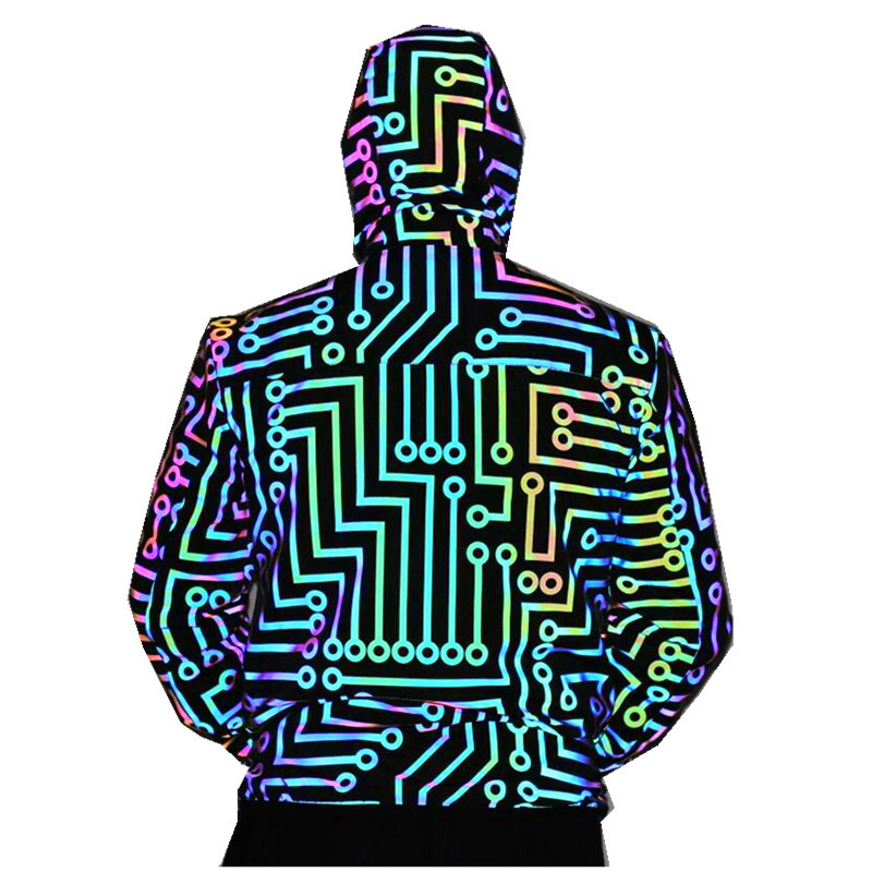 Herrenbekleidung Seiden-Baumwoll-Jacken mit Schaltungsmuster, farbenfrohe Reflektorjacke für Männer und Frauen, Hip-Hop-Regenbogenfarben, Reflektorjacke oben_voghion.com