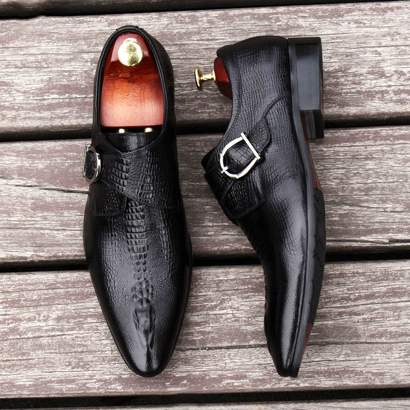 Платье туфли из кожи с принтом крокодила OMDE Trend Classic: стиль английский и корейский, обувь бордовая