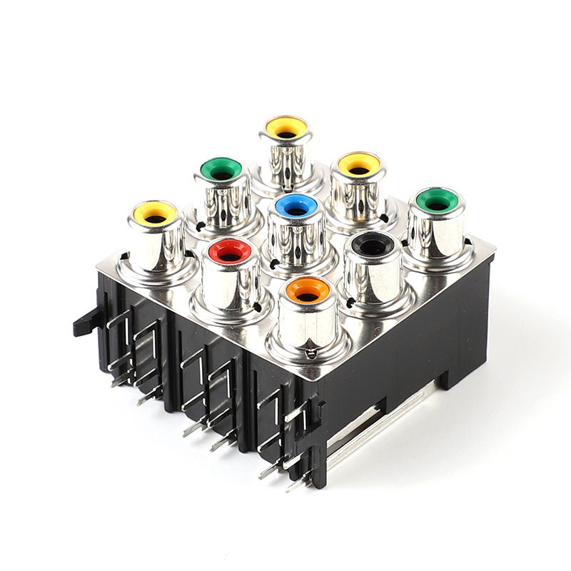 厂家直销莲花座RCA-919 AV插座 9孔音视频插座  汽车功放插座