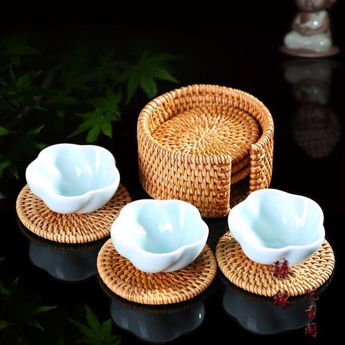 Vietnamese rattan tea coasters, table mats, tea ceremony accessories, pot holders, rattan bowl mats, pot mats, pot insulation mats