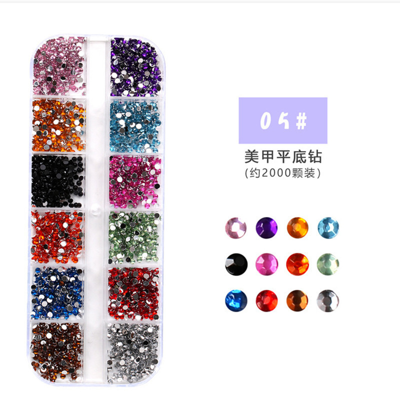 Cross-border Hot Nail Art 12 Boxed acrylic drill DIY nail flat color drill nail set decoration