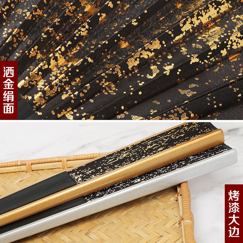 China ventilador plegable oro y plata ventilador de seda antiguo ventilador de baile clásico japonés props de estudio y ventilador al por mayor