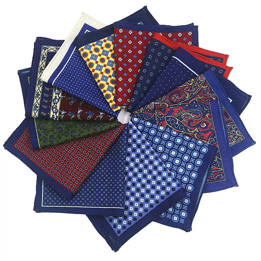 厂家供货男士口袋巾印花羊毛手帕巾小方巾可定制定做 西装口袋巾