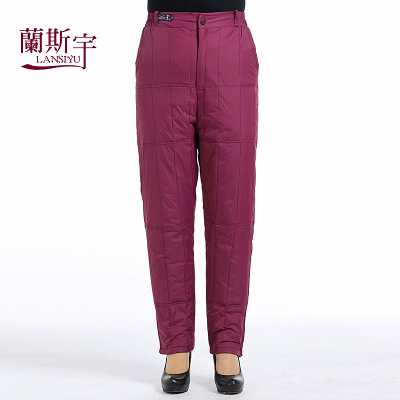 Lansyu Winter Down Trousers for Men & Women, Extra Thick High-Waist Padded Pants for Middle-Aged Comfort