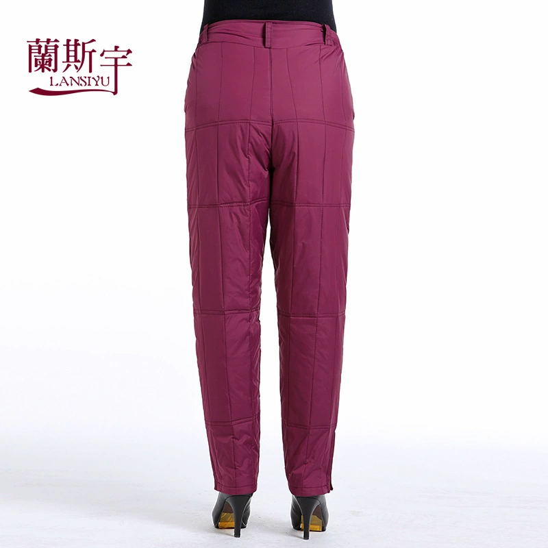 Lansyu Winter Down Trousers for Men & Women, Extra Thick High-Waist Padded Pants for Middle-Aged Comfort