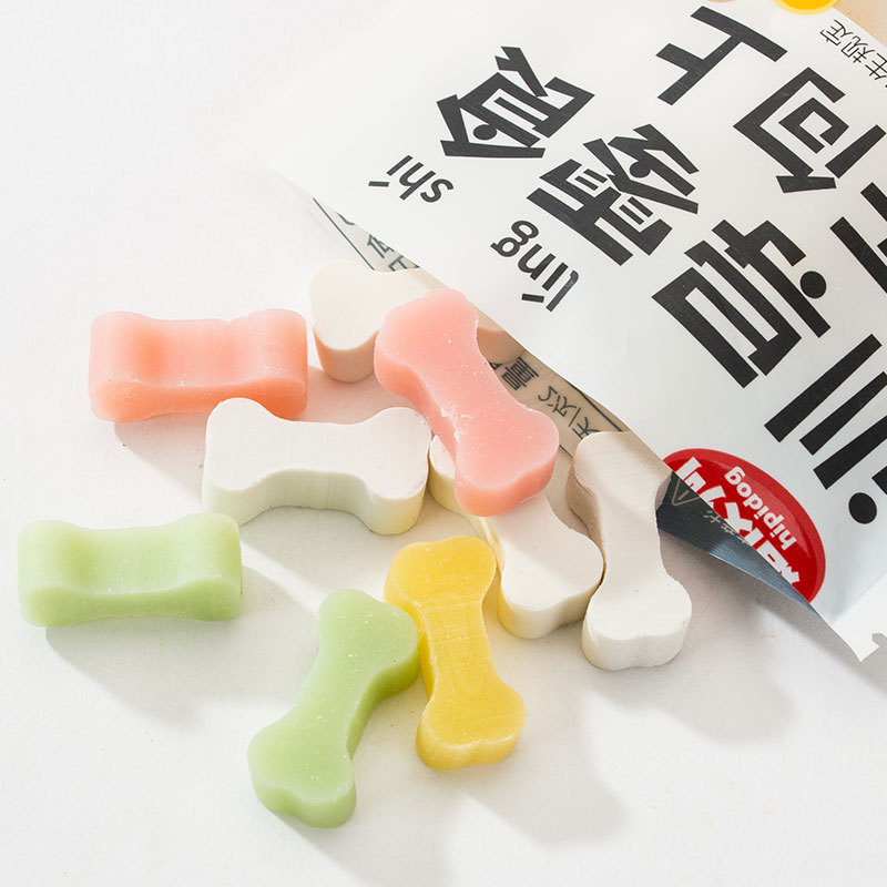 Pet snack al por mayor queso hueso de mascota hueso de dientes limpiador pegamento de perro perrito dientes de perro snack spot comida para perros