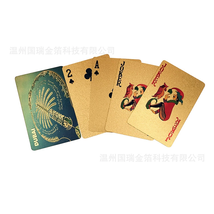 Золотая фольга Серебряная фольга Покер Dubai Palm Island игральные карты PET Водонепроницаемый покер Toho Golden Gift Poker
