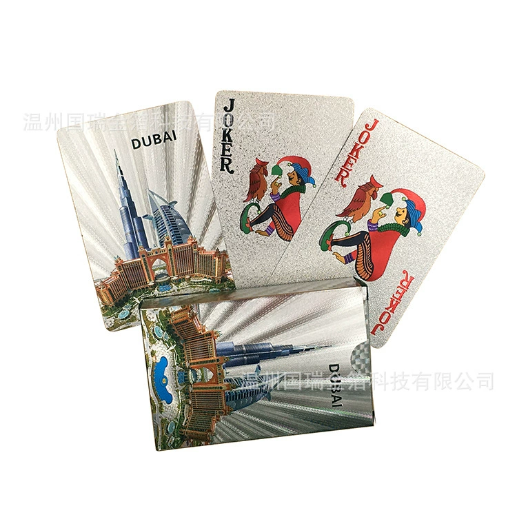 Серебряная фольга Покер Дубай Пейзаж Серебряная фольга покер карты Золотая фольга ПЭТ Водонепроницаемый покер