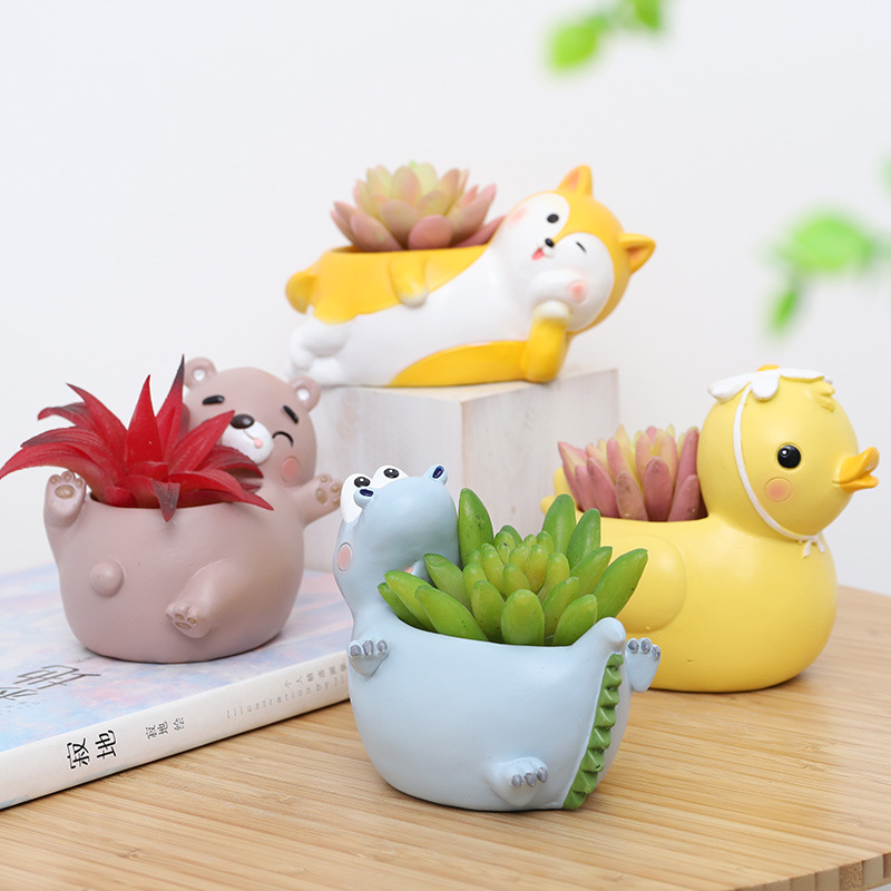 Chậu Cây Resin Bình hoa resin hoạt hình, bình cắm hoa giả, đồ trang trí bàn và nội thất hiện đại (RG-182)