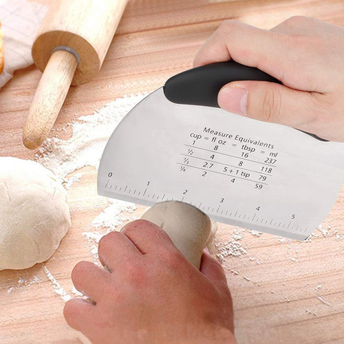 烘焙工具 加厚带刻度不锈钢切面刀 半圆防滑刮面板 面粉切刀