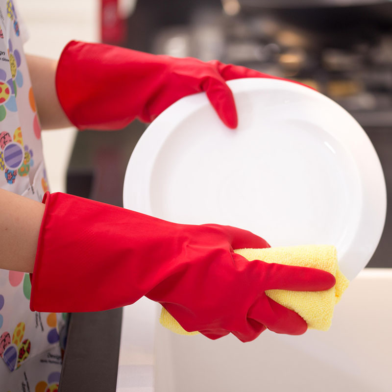 Limpieza del hogar guantes de látex cocina impermeable lavado tazón guantes de goma de lavado del hogar