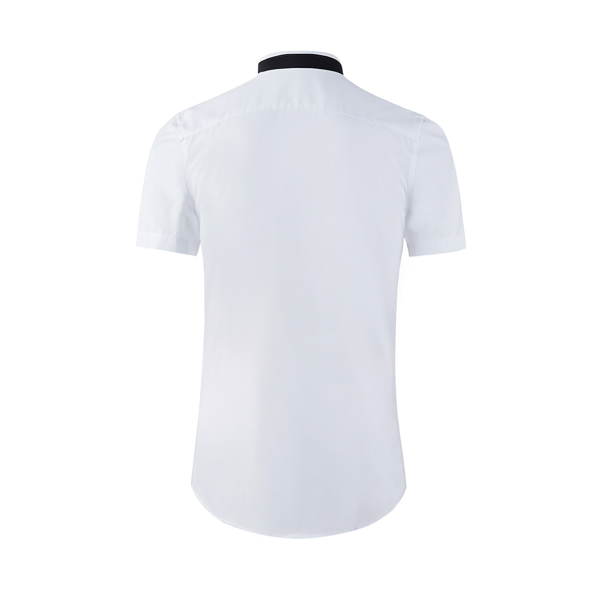 Áo sơ mi ngắn tay nam cổ nhọn thêu tia chớp, dáng ôm, chất cotton thoáng mát — Màu đen