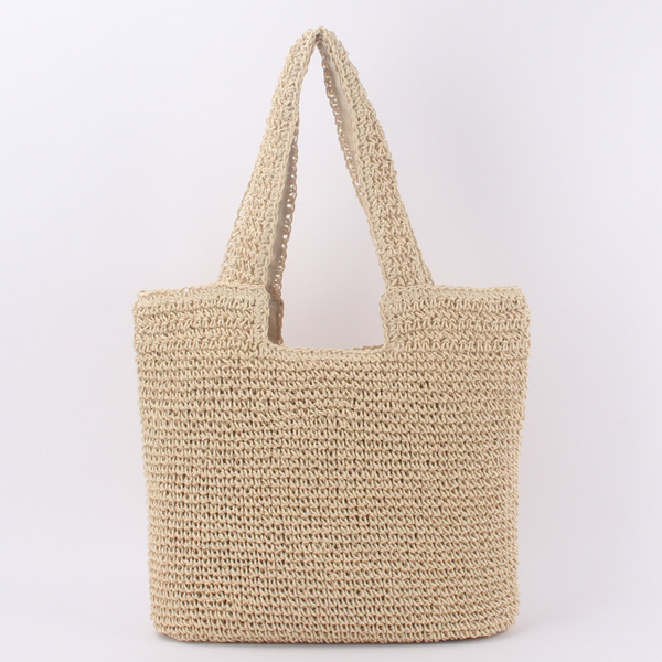 Fashionable straw universal capacious beach bag one shoulder