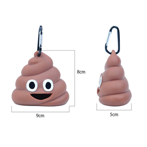 Poop-shaped pet waste bag dispenser, portable soft silicone pet poop bag storage box for cats and dogs when going out