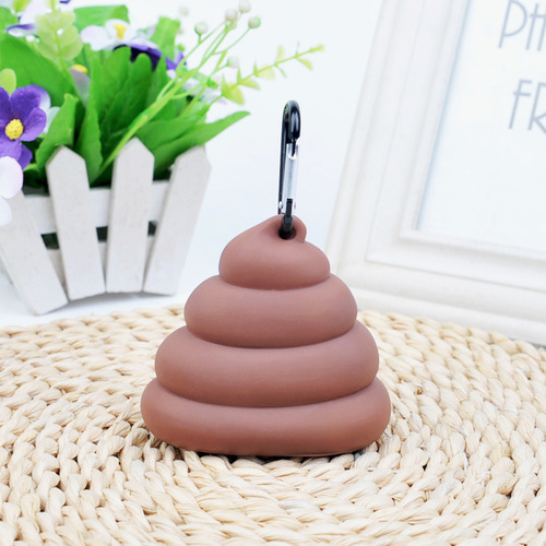 Poop-shaped pet waste bag dispenser, portable soft silicone pet poop bag storage box for cats and dogs when going out
