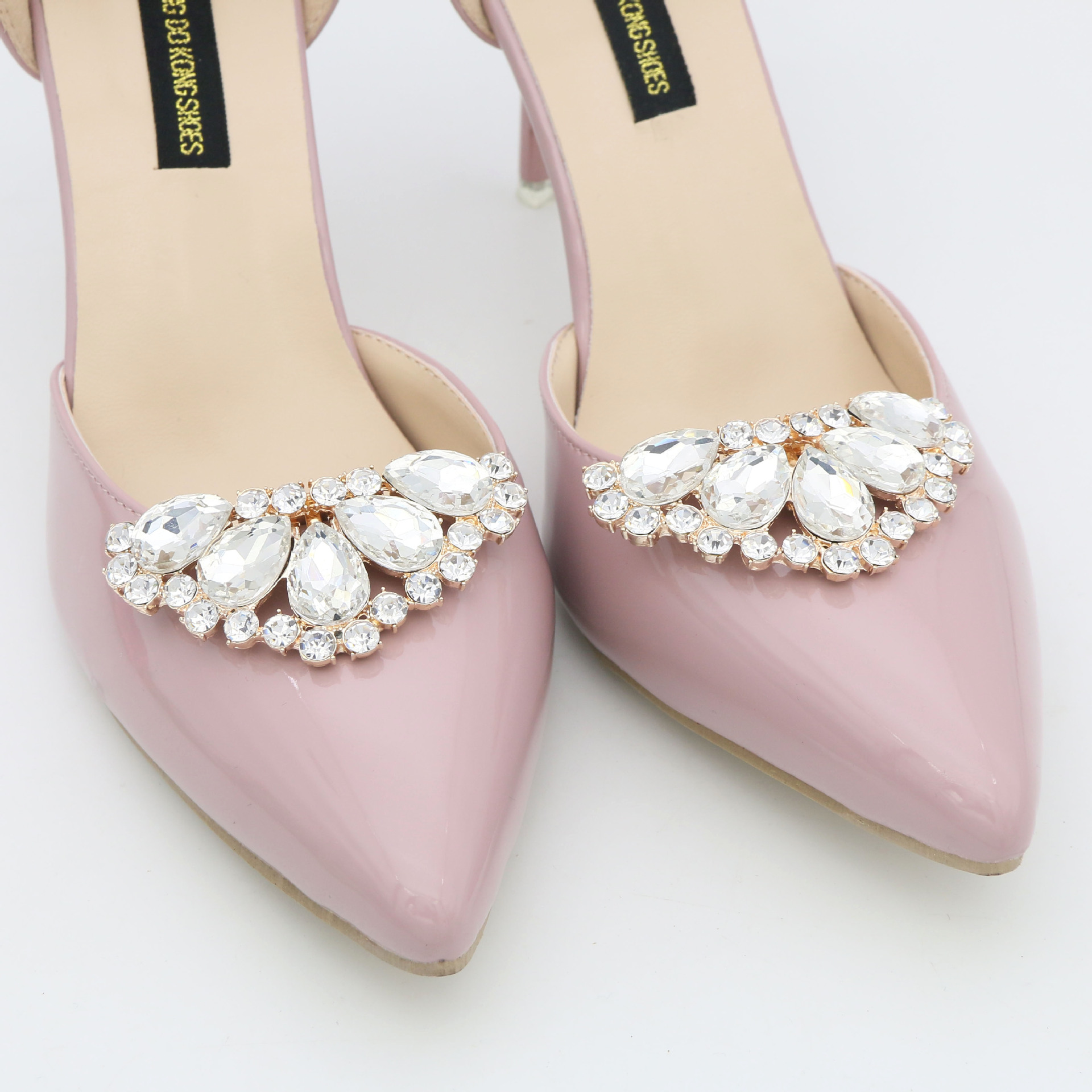 Zapatos de cuero transfronterizos para Mujer Accesorios de tacones altos de flores frontales hebilla de zapatos de cristal zapatos extraíbles decoraciones de flores accesorios de zapatos de señora