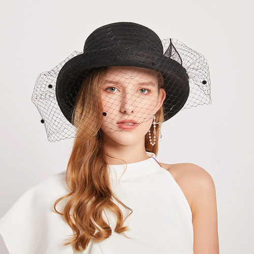 New summer rolled edge mesh top hat fashionable ladies fashion hat outdoor sunshade basin hat ladies sun protection sun hat