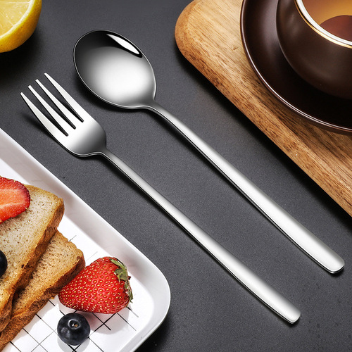 304 stainless steel spoon fork household eating Korean spoon spoon Korean long handle spoon stirring spoon spoon