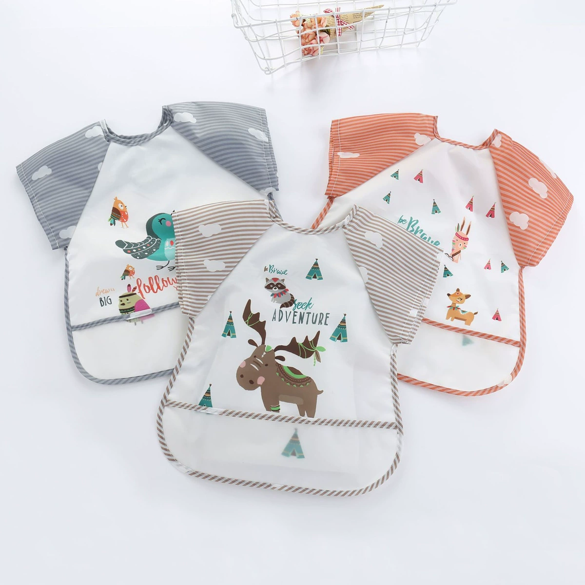 Без рукавов Летний Водонепроницаемый Анти-одевание ребенка лето ест комбинезон нагрудник защитная одежда Детский фартук нагрудник