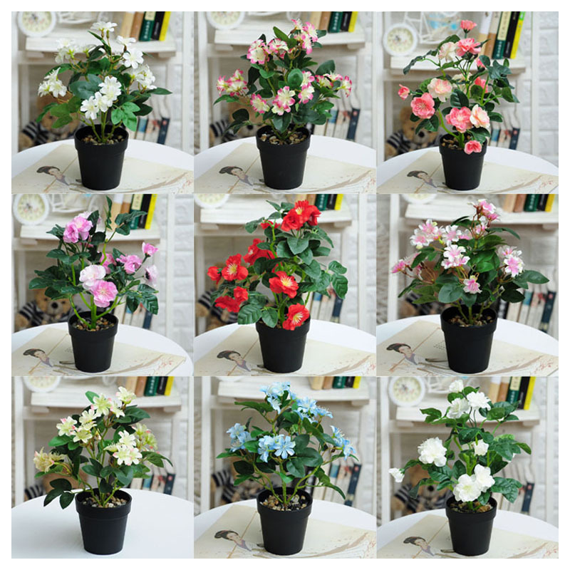 Flor artificial flor artificial bonsai decoración sala de estar comedor planta verde Decoración de mesa maceta planta Flor de seda Flor de plástico