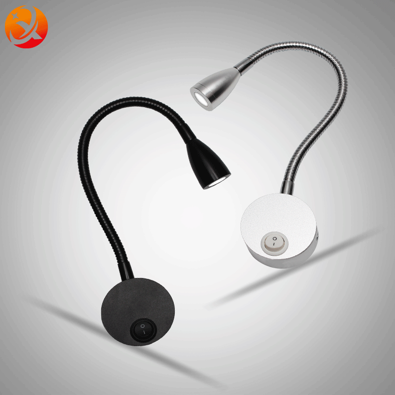 Lámpara de noche LED Lámpara de tubo de metal Lámpara de pared de cuello de cisne Lámpara de lectura europea